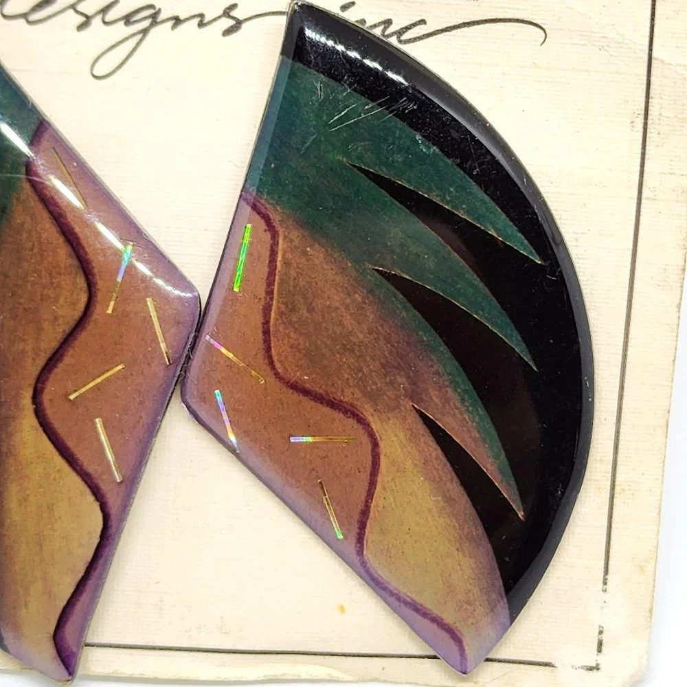 NOC RETRO 1980's NoAnne Boho Hippie Earth Tone Handmade Pierced Earrings